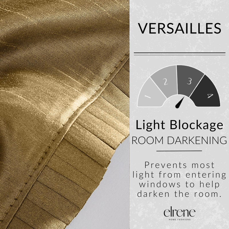 Elrene Home Fashions Versailles Faux-Silk Room-Darkening Curtain Panel, Blackout Curtain with Rod Pocket, 52 Inches by 108 Inches, Gold, 1 Panel - Image 4